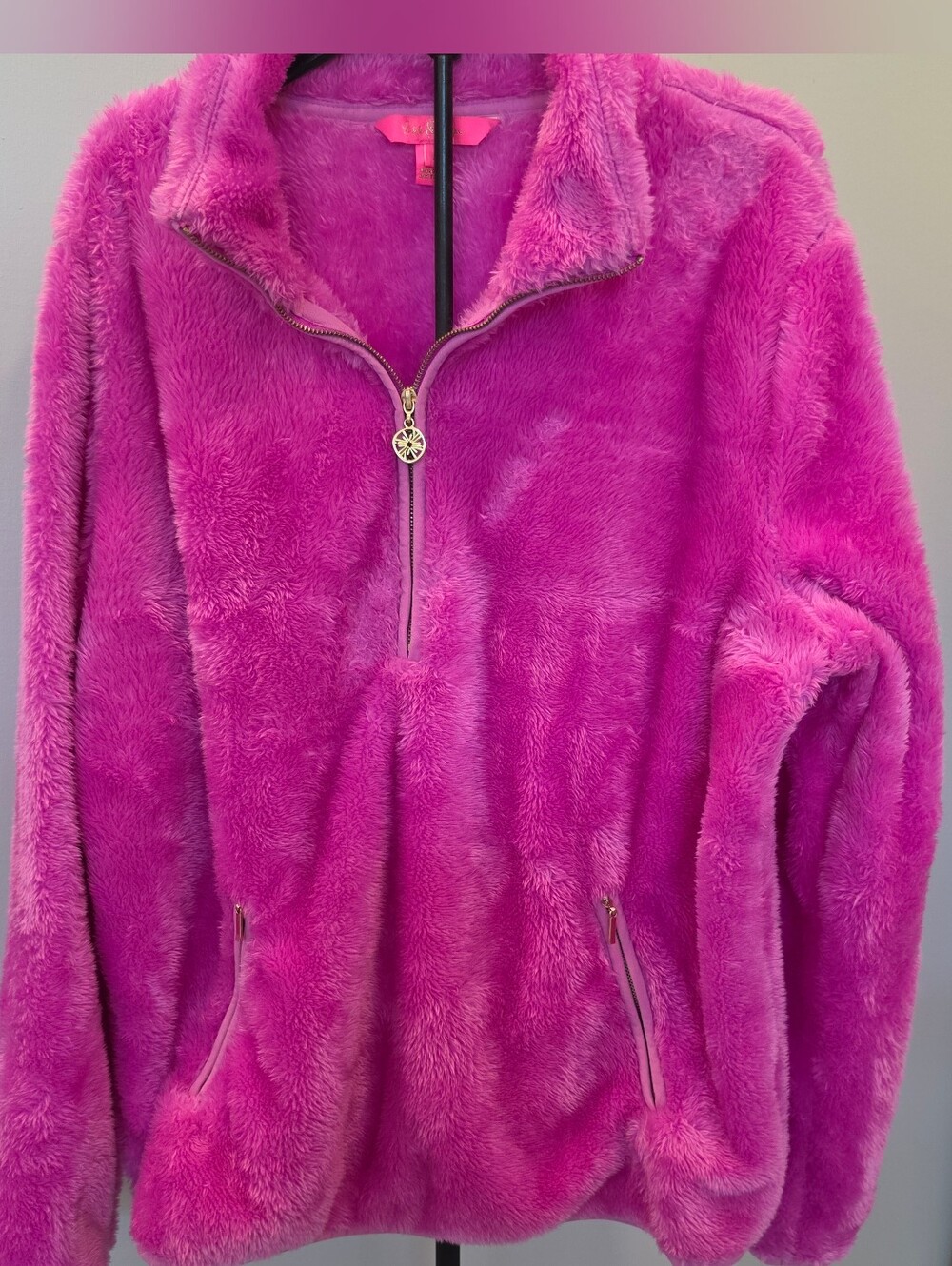 Lilly Pulitzer Skipper Sherpa Popover in Wild Fuchsia Size Large